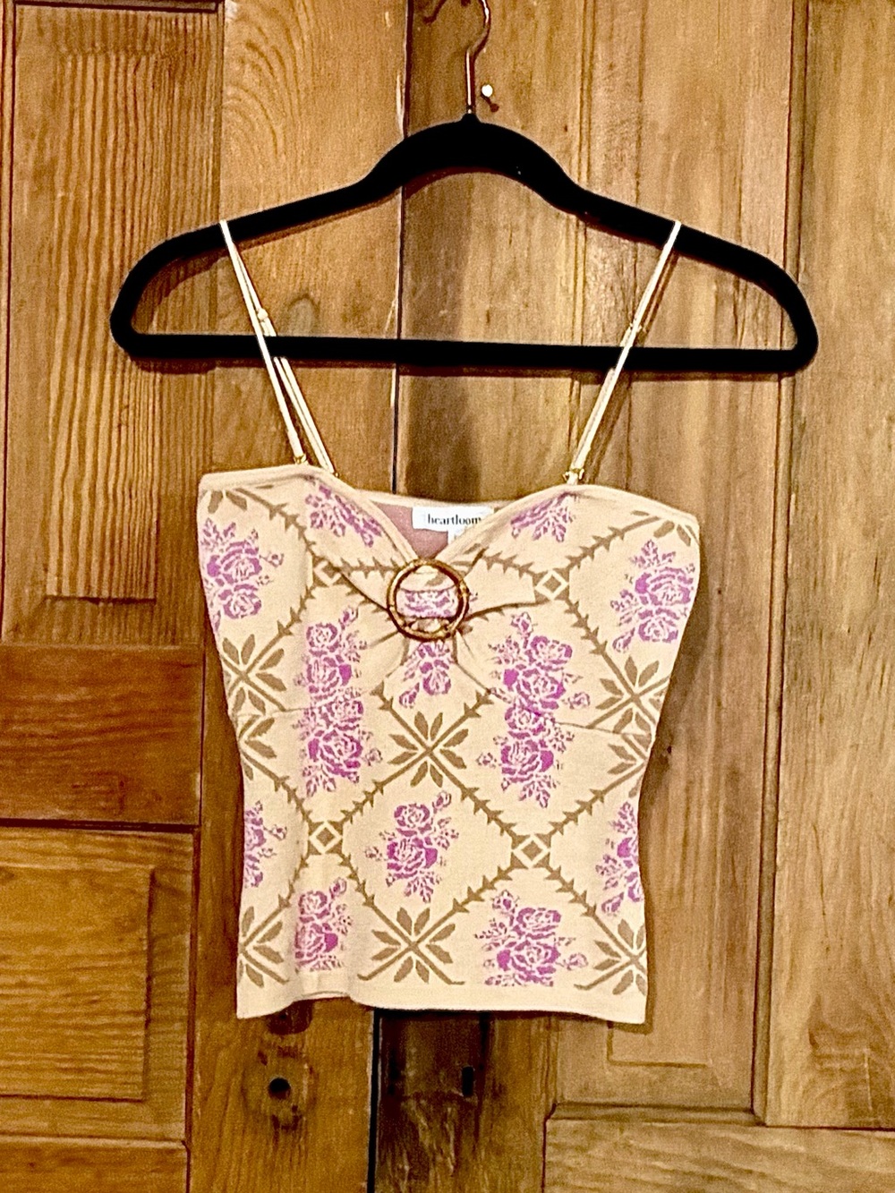 NWT – Heartloom – Athens Cami Floral Ring Front Tank Top Beige Pink – Sz. S - Picture 3 of 4